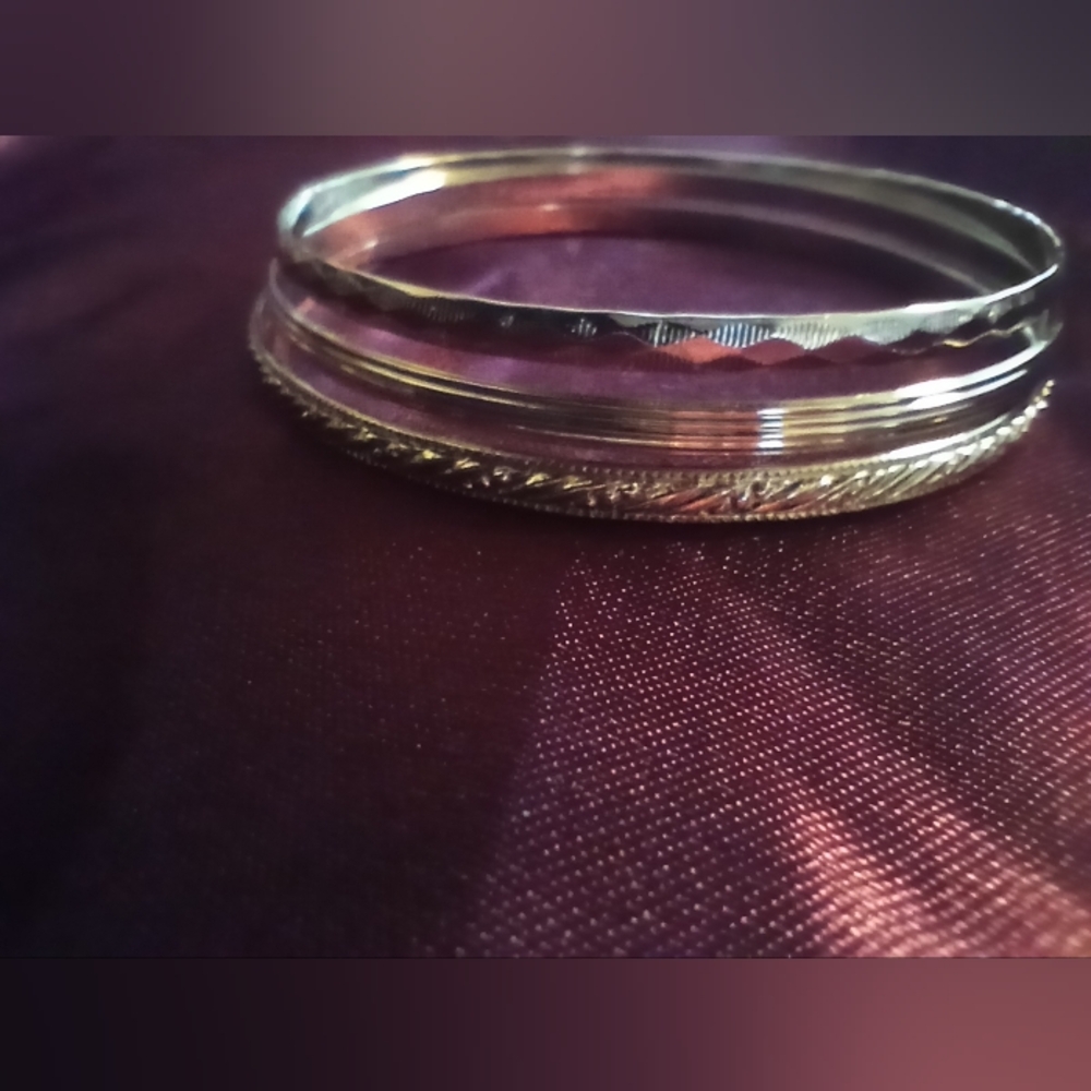 Set Of Three Vintage Stackable Bangle Bracelets - image 1